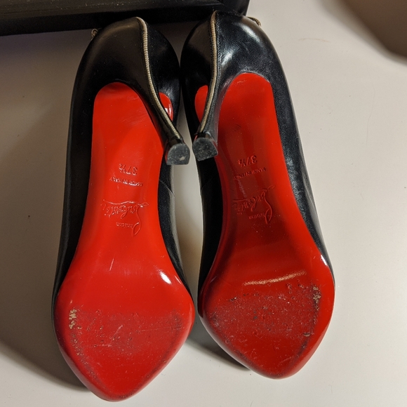 Christian Louboutin Black Pumps w Silver Line - Picture 7 of 8